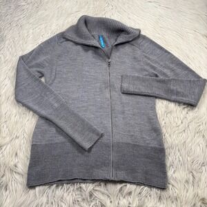 Kuhl Women's S Gray Merino Wool Blend Asymmetrical Zip Front Sweater Outdoorsy